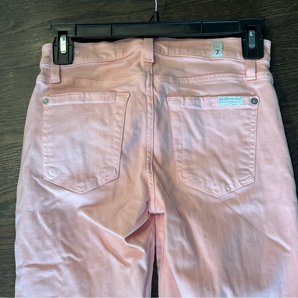 7 For All Mankind the high waist ankle skinny jeans in pink size 24  NWOT